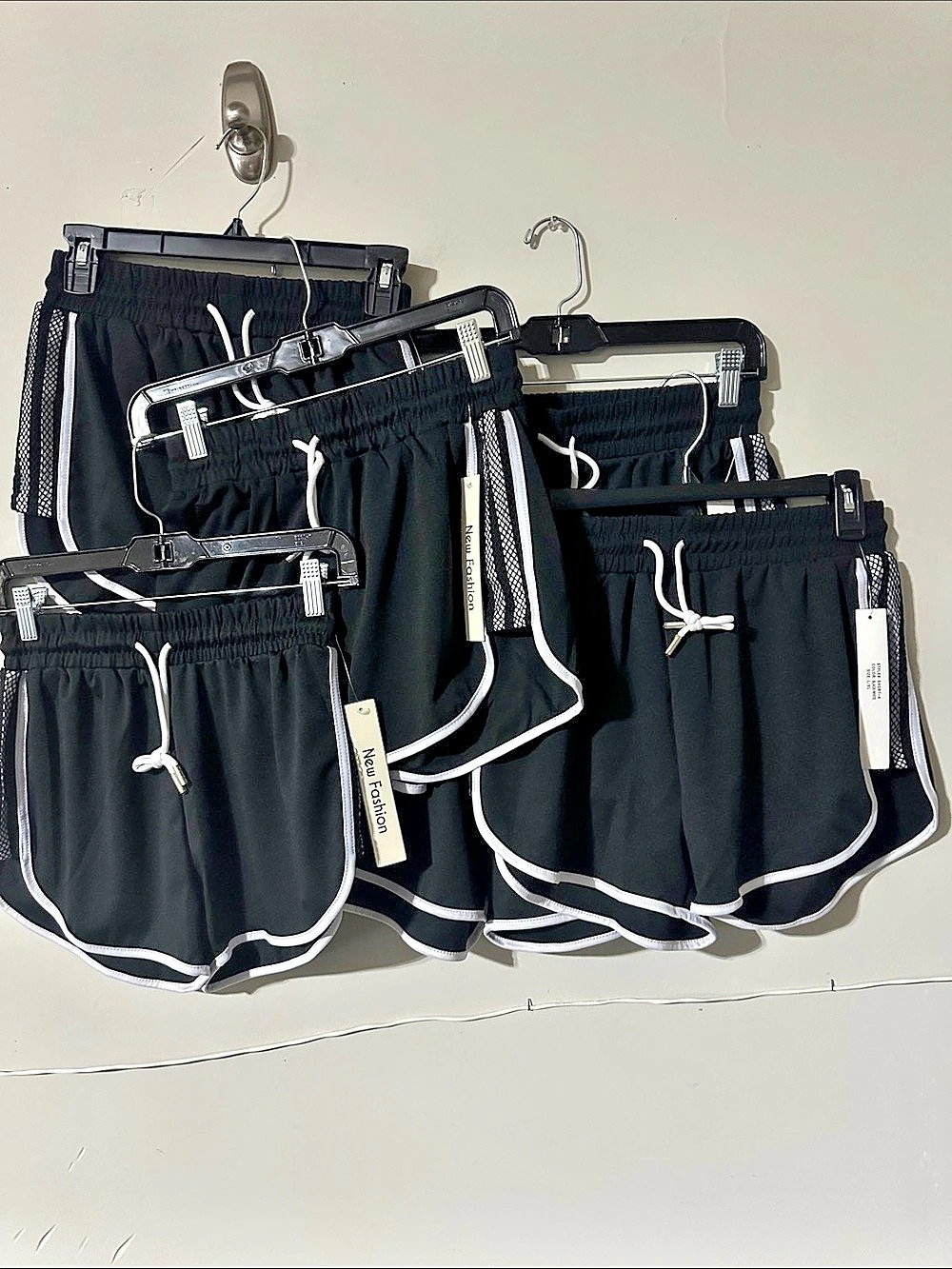 Women’s Black Running Shorts White Trim Mesh Pockets S/M L/XL Boutique